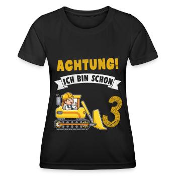 3 Jahre alt Bagger Jungen Bulldozer - Frauen Funktions-T-Shirt - Schwarz - Vorne - AI Model Female 172 light (172cm)
