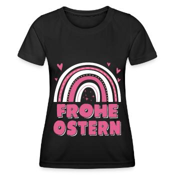 Oster Regenbogen Frohe Ostern - Frauen Funktions-T-Shirt - Schwarz - Vorne - AI Model Female 172 light (172cm)
