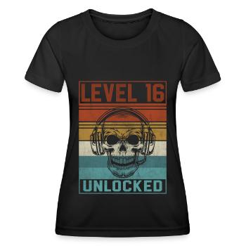 16e anniversaire du joueur - T-shirt sport Femme - noir - Devant - AI Model Female 172 light (172cm)
