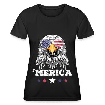 Eagle Merica Sunglasses 4th of July American Flag - Frauen Funktions-T-Shirt - Schwarz - Vorne - AI Model Female 172 light (172cm)