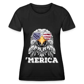 Eagle USA Sunglasses 4th of July American Flag - Frauen Funktions-T-Shirt - Schwarz - Vorne - AI Model Female 172 light (172cm)