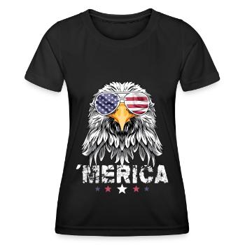 4th of July American Flag USA Sunglasses Eagle - Frauen Funktions-T-Shirt - Schwarz - Vorne - AI Model Female 172 light (172cm)