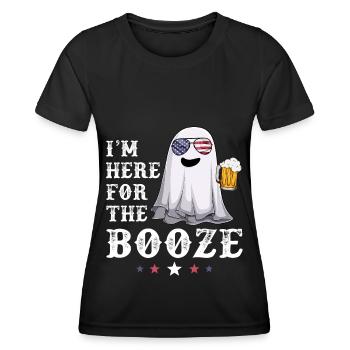 Ghost Booze 4th of July USA American Flag Beer - Frauen Funktions-T-Shirt - Schwarz - Vorne - AI Model Female 172 light (172cm)
