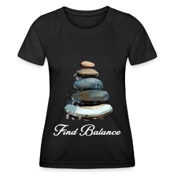 Rock Balancing Stone Stacking Balance - Frauen Funktions-T-Shirt - Schwarz - Vorne - AI Model Female 172 light (172cm)