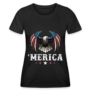 Eagle American Flag 4th of July Merica USA - Frauen Funktions-T-Shirt - Schwarz - Vorne - AI Model Female 172 light (172cm)