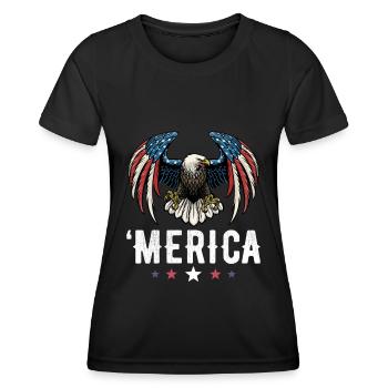 Eagle American Flag 4th of July USA Merica - Frauen Funktions-T-Shirt - Schwarz - Vorne - AI Model Female 172 light (172cm)