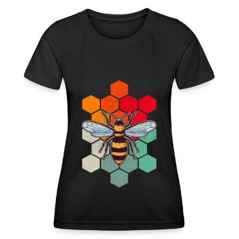 Biene Retro Wabe Imkerei - Frauen Funktions-T-Shirt - Schwarz - Vorne - AI Model Female 172 light (172cm)