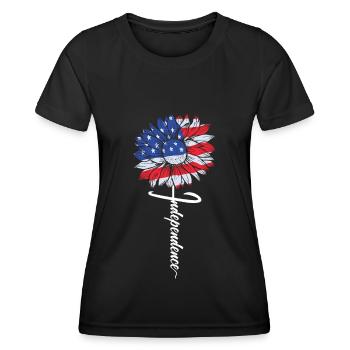 Jour de l’Indépendance Tournesol 4 juillet - T-shirt sport Femme - noir - Devant - AI Model Female 172 light (172cm)