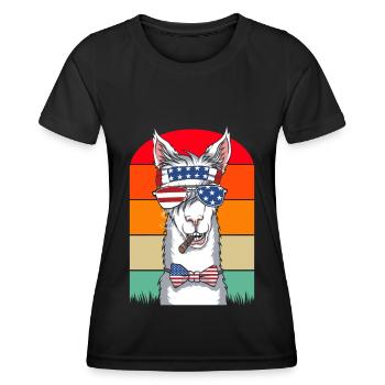 Lama USA American Llamas 4 juillet - T-shirt sport Femme - noir - Devant - AI Model Female 172 light (172cm)