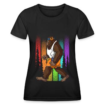 Retro Walking Bigfoot Unheimlich - Frauen Funktions-T-Shirt - Schwarz - Vorne - AI Model Female 172 light (172cm)