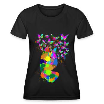 Colorful Butterfly Splash Butterflies - Women's Functional T-Shirt - black - Front - AI Model Female 172 light (172cm)