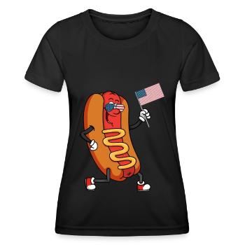 Patriotischer Hotdog 4. Juli - Frauen Funktions-T-Shirt - Schwarz - Vorne - AI Model Female 172 light (172cm)