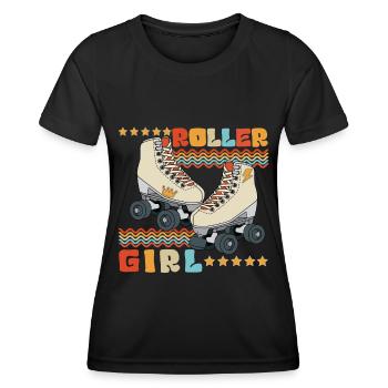 Roller Girl Retro 70s 80s Roller Skating - Women's Functional T-Shirt - black - Front - AI Model Female 172 light (172cm)