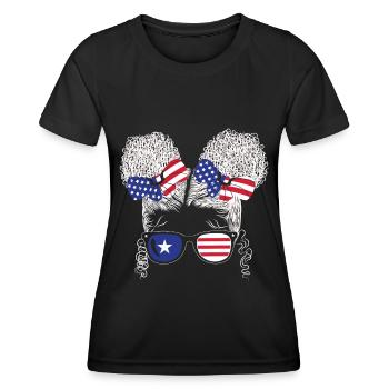 Patriotische Dame 4. Juli - Frauen Funktions-T-Shirt - Schwarz - Vorne - AI Model Female 172 light (172cm)