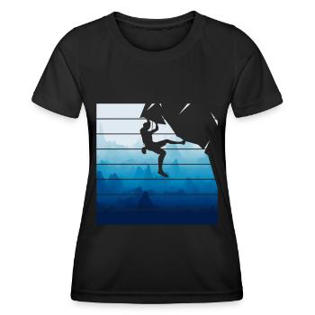 Retro Felsklettern Bergsteiger - Frauen Funktions-T-Shirt - Schwarz - Vorne - AI Model Female 172 light (172cm)