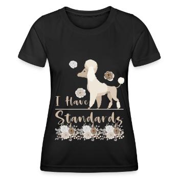 Pudel Mama Hund Lustig Standard Pudel - Frauen Funktions-T-Shirt - Schwarz - Vorne - AI Model Female 172 light (172cm)