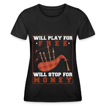 Loud bagpiper musical instrument - Women's Functional T-Shirt - black - Front - AI Model Female 172 light (172cm)