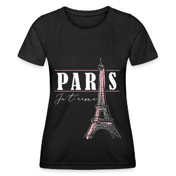 Tour Eiffel Les femmes aiment Paris France - T-shirt sport Femme - noir - Devant - AI Model Female 172 light (172cm)