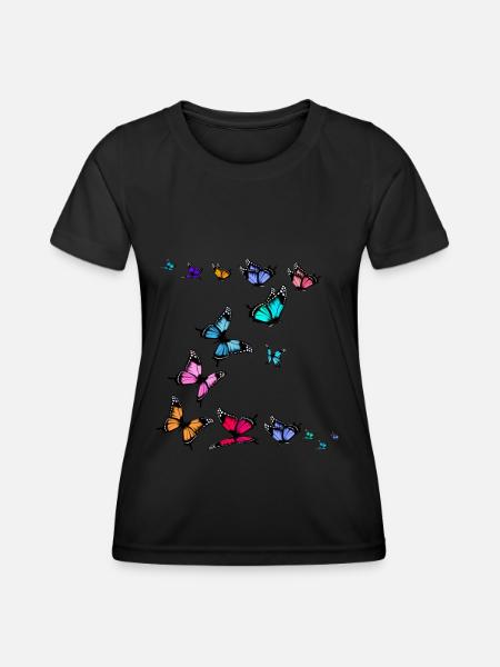 Bunte Schmetterlinge Frauen Mädchen - Frauen Funktions-T-Shirt - Schwarz