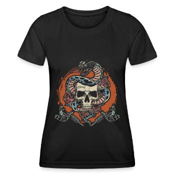 Skull Snake Tattoo Lover Tattoo - T-shirt sport Femme - noir - Devant - AI Model Female 172 light (172cm)