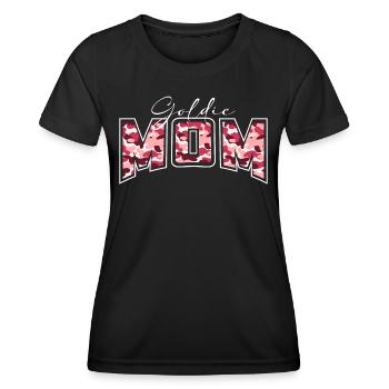 Golden Retriever Goldie Mom motif camouflage lettrage - T-shirt sport Femme - noir - Devant - AI Model Female 172 light (172cm)