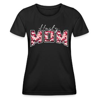 Lettrage de motif de camouflage Husky Mom - T-shirt sport Femme - noir - Devant - AI Model Female 172 light (172cm)