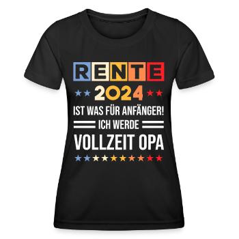 Rente 2024 Vollzeit Opa Ruhestand Pension Lustig - Frauen Funktions-T-Shirt - Schwarz - Vorne - AI Model Female 172 light (172cm)