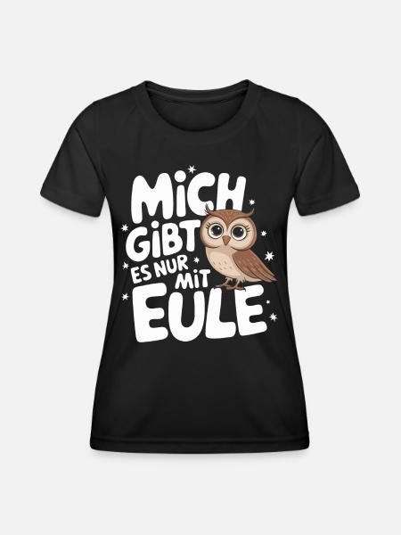 Nachteule Eule Eulen Vogel - Frauen Funktions-T-Shirt - Schwarz