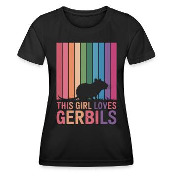Gerbil Saying Racing Rat Girl Gerbil Gift - Women's Functional T-Shirt - black - Front - AI Model Female 172 light (172cm)