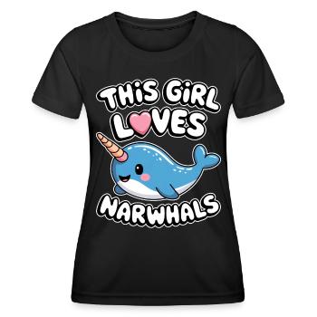 Narwal Spruch Narwale Lustiges Narwal Geschenk - Frauen Funktions-T-Shirt - Schwarz - Vorne - AI Model Female 172 light (172cm)