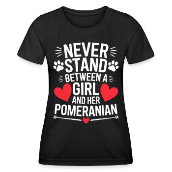 Pomeranian Spruch Hund Lustige Pomeranian Geschenk - Frauen Funktions-T-Shirt - Schwarz - Vorne - AI Model Female 172 light (172cm)