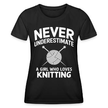 Stricken Spruch Wolle Lustiges Stricken Geschenk - Frauen Funktions-T-Shirt - Schwarz - Vorne - AI Model Female 172 light (172cm)