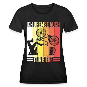 Lustige Fahrrad Sprüche Ich Bremse Für Bier Retro - Frauen Funktions-T-Shirt - Schwarz - Vorne - AI Model Female 172 light (172cm)