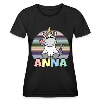 Anna Unicorn Name - Women's Functional T-Shirt - black - Front - AI Model Female 172 light (172cm)