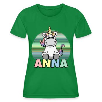 Anna Einhorn Name - Frauen Funktions-T-Shirt - Kelly Green - Vorne - AI Model Female 172 dark (172cm)