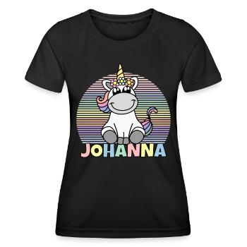 Johanna Nom de la licorne - T-shirt sport Femme - noir - Devant - AI Model Female 172 light (172cm)