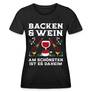 Weihnachten Backen Und Wein Daheim - Frauen Funktions-T-Shirt - Schwarz - Vorne - AI Model Female 172 light (172cm)