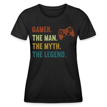 Gamer The Man The Myth The Legend Jeux vidéo - T-shirt sport Femme - noir - Devant - AI Model Female 172 light (172cm)