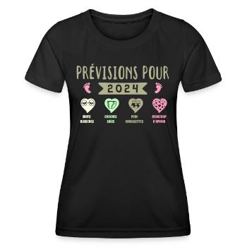 Prévisions pour 2024,future mama,cadeaux grossesse - T-shirt sport Femme - noir - Devant - AI Model Female 172 light (172cm)