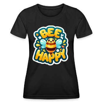 Bee Happy glückliche Biene - Frauen Funktions-T-Shirt - Schwarz - Vorne - AI Model Female 172 light (172cm)