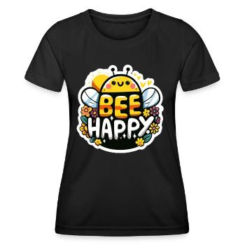 Bee Happy Biene - Frauen Funktions-T-Shirt - Schwarz - Vorne - AI Model Female 172 light (172cm)