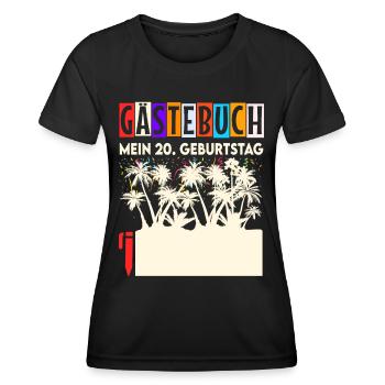 Witziges Gästebuch 20. Geburtstag Unterschreiben - Frauen Funktions-T-Shirt - Schwarz - Vorne - AI Model Female 172 light (172cm)