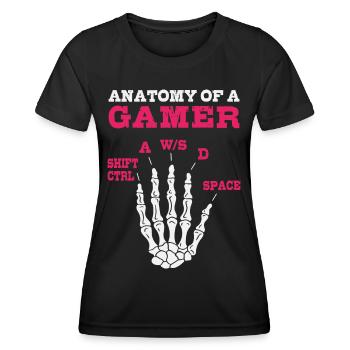 Anatomy of a gamer - Women's Functional T-Shirt - black - Front - AI Model Female 172 light (172cm)