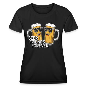 Two funny beer mugs with sunglasses Beer - Women's Functional T-Shirt - black - Front - AI Model Female 172 light (172cm)