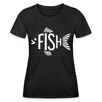 Fish Bone Skeleton Herringbone Fishing - Women's Functional T-Shirt - black - Front - AI Model Female 172 light (172cm)