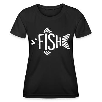 Fish Bone Skeleton Herringbone Fishing - Women's Functional T-Shirt - black - Front - AI Model Female 172 light (172cm)