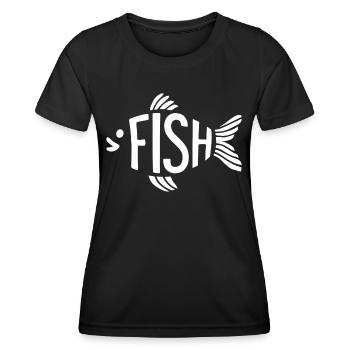 Fish Bone Skeleton Herringbone Fishing - Women's Functional T-Shirt - black - Front - AI Model Female 172 light (172cm)
