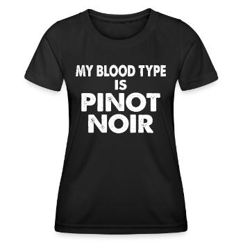My Blood Type is Pinot Noir Rotwein Spruch - Frauen Funktions-T-Shirt - Schwarz - Vorne - AI Model Female 172 light (172cm)