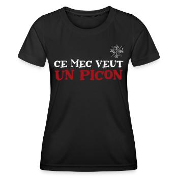 Ce mec veut un picon, amateur de bières - T-shirt sport Femme - noir - Devant - AI Model Female 172 light (172cm)