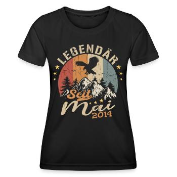 Mai 2014 Né en Mai 2014 Anniversaire - T-shirt sport Femme - noir - Devant - AI Model Female 172 light (172cm)
